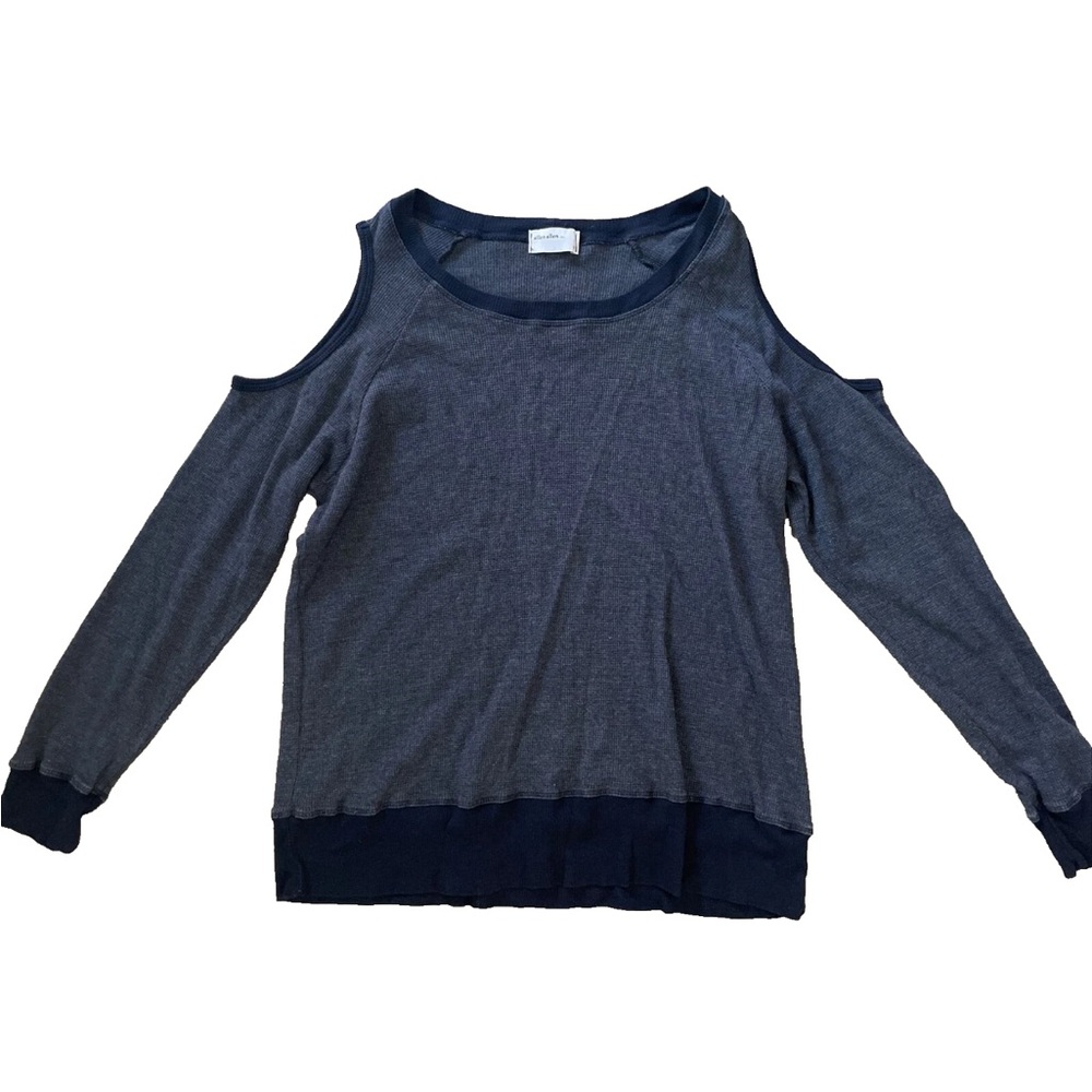 Allen Allen Navy Cold Shoulder long sleeve sweatshirt small cotton/polyester